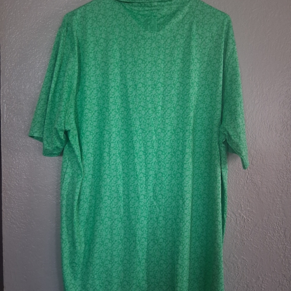 Foot Joy Green Floral Rail Cup Embroidered Golf Shirt L - Picture 7 of 7